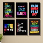 Set of 6 Motivational Wall Art Frames – 8x11" MDF with Sticky Backing