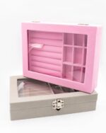 Jewelry Storage Organizer Box with Lock | Synthetic Leather & Velvet | Multi functional Gift for Women | Random Colour - Image 5