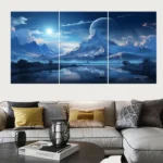 Set of 3 Surreal Landscape Wall Art Frames – 8x11" MDF Wood with Adhesive Backing