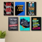 Set Of 6 Sticky Wooden Canvas Frames For Wall Decore Aesthatic Art / Sticky Phototiles For Room Wall Decoration