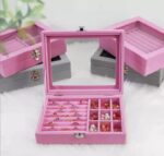 Jewelry Storage Organizer Box with Lock | Synthetic Leather & Velvet | Multi functional Gift for Women | Random Colour - Image 3