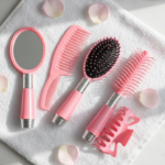 Pink 4 Piece Hair Brush Set Providing Premium Quality With Fashionable Design Comfortable Grip