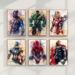 Set of 6 wall art sticky wooden canvas frames for home decore / sticky phototiles