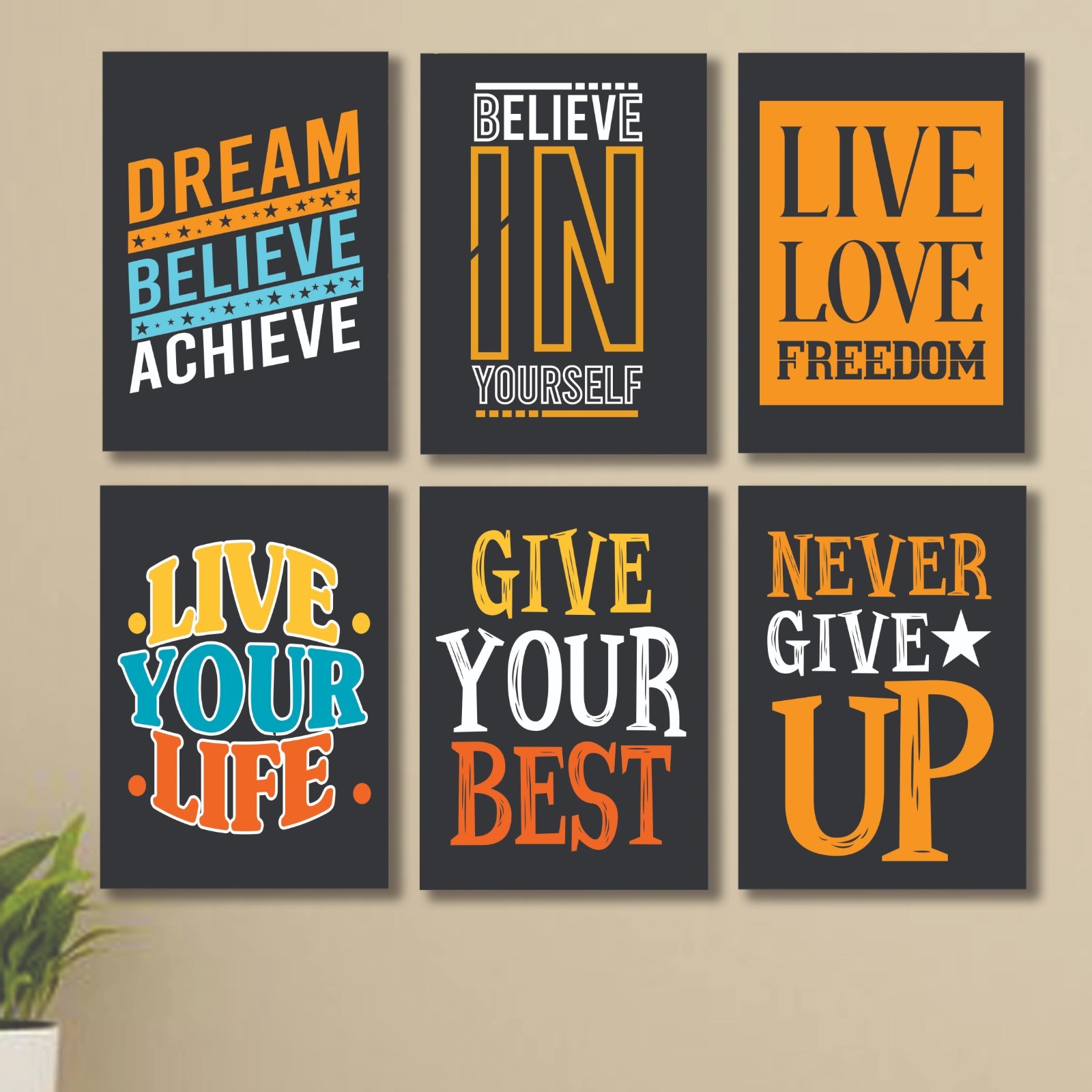 53b81e4366785591dc3836f81bd11751.jpg set of 6 Motivational sticky canvas frames for wall decore / sticky phototiles - Image 1