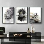 set of 3 sticky wooden frames for home office wall decore / sticky phototiles