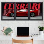 3 Pc Ferrari Wall Décor Photo Tiles | Elegant Design | Self‑Adhesive Double Tape | Size 8x11 | Premium Finish