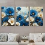 Set Of 3 Sticky Wooden Canvas Frames For Wall Decore Aesthatic Art / Sticky Phototiles For Room Wall Decoration