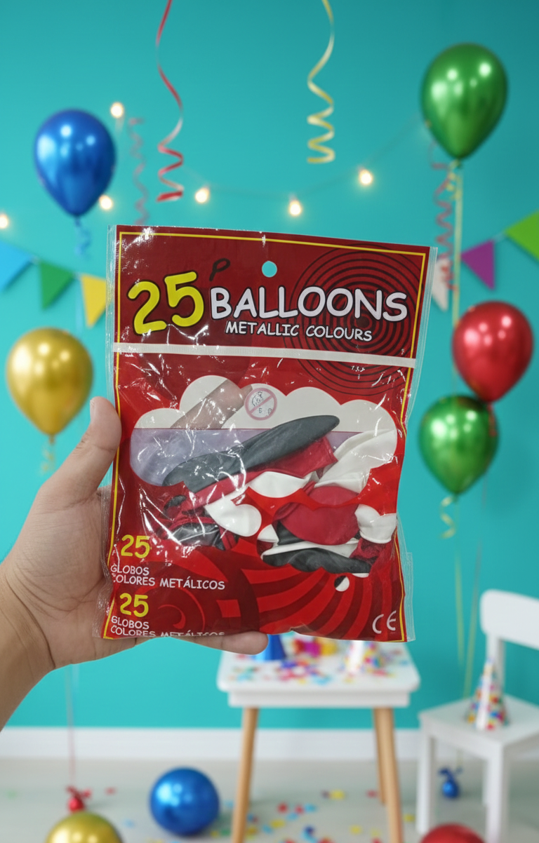 7895b48c6dfe22ee8239edbb114c54ad.png Party Balloons Pack | 25 pcs | Random Colours | Perfect for Birthdays, Events & Celebrations - Image 1