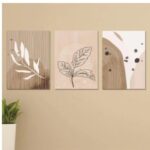 Set Of 3  Art Wooden Frames For Wall Decoration / Sticky Photo Tile
