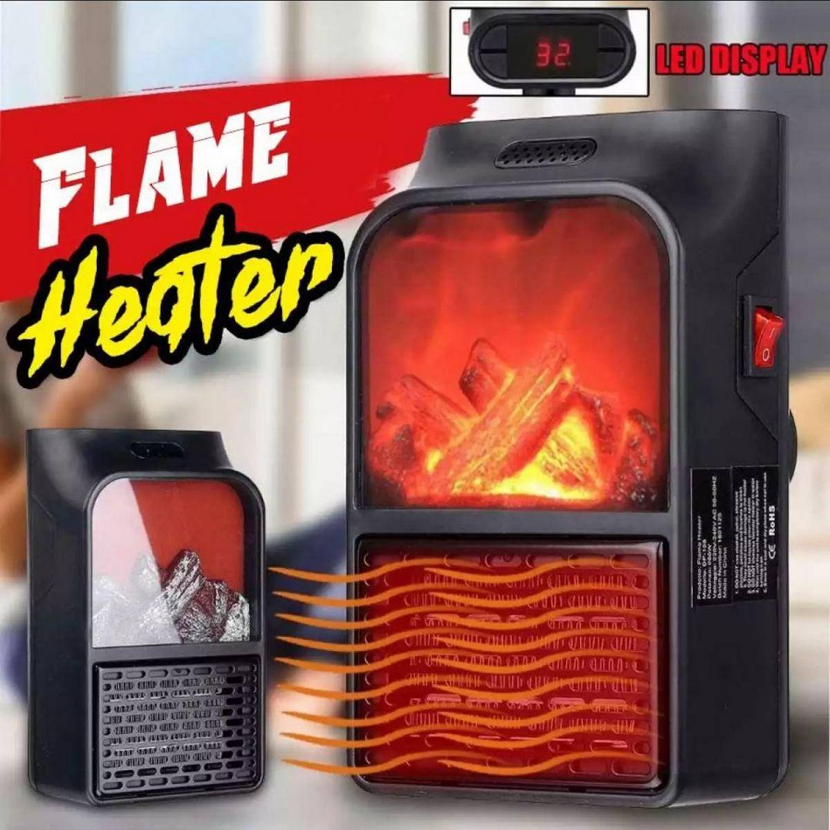 81202b2cb04dd06507b6291c1d1b2f0c.jpg Flame Heater 1000W – Portable Electric Plug-in Room Heater with Flame Effect & Remote Control - Image 1