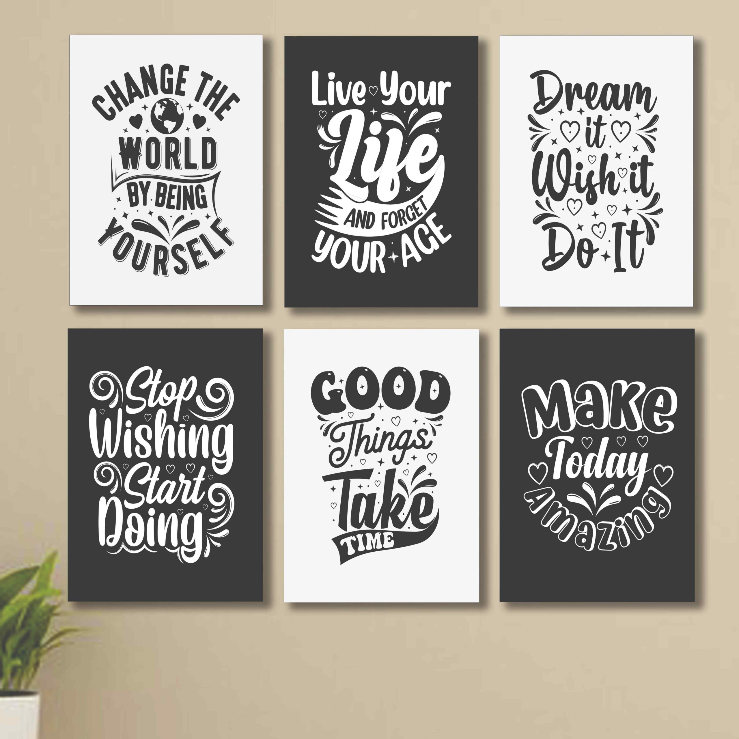 929d8add1270ad1142ce515ef839c47b.jpg set of 6 Motivational sticky canvas frames for wall decore / sticky phototiles - Image 1