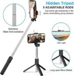 R1s Bluetooth Selfie Stick Tripod | With Remote & LED Light | Portable Phone Holder - Image 4