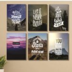 Set of 6 Wooden Wall Art Photo Tile Frames (8×11 Inches) – Spiritual Home & Office Wall Décor