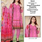 Lime Light Lawn Embroidered 3‑Piece Set | Digital Print Shirt, Dyed Trouser & Cutwork Dupatta