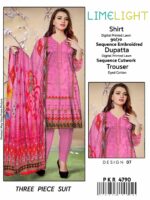 Lime Light Lawn Embroidered 3‑Piece Set | Digital Print Shirt, Dyed Trouser & Cutwork Dupatta