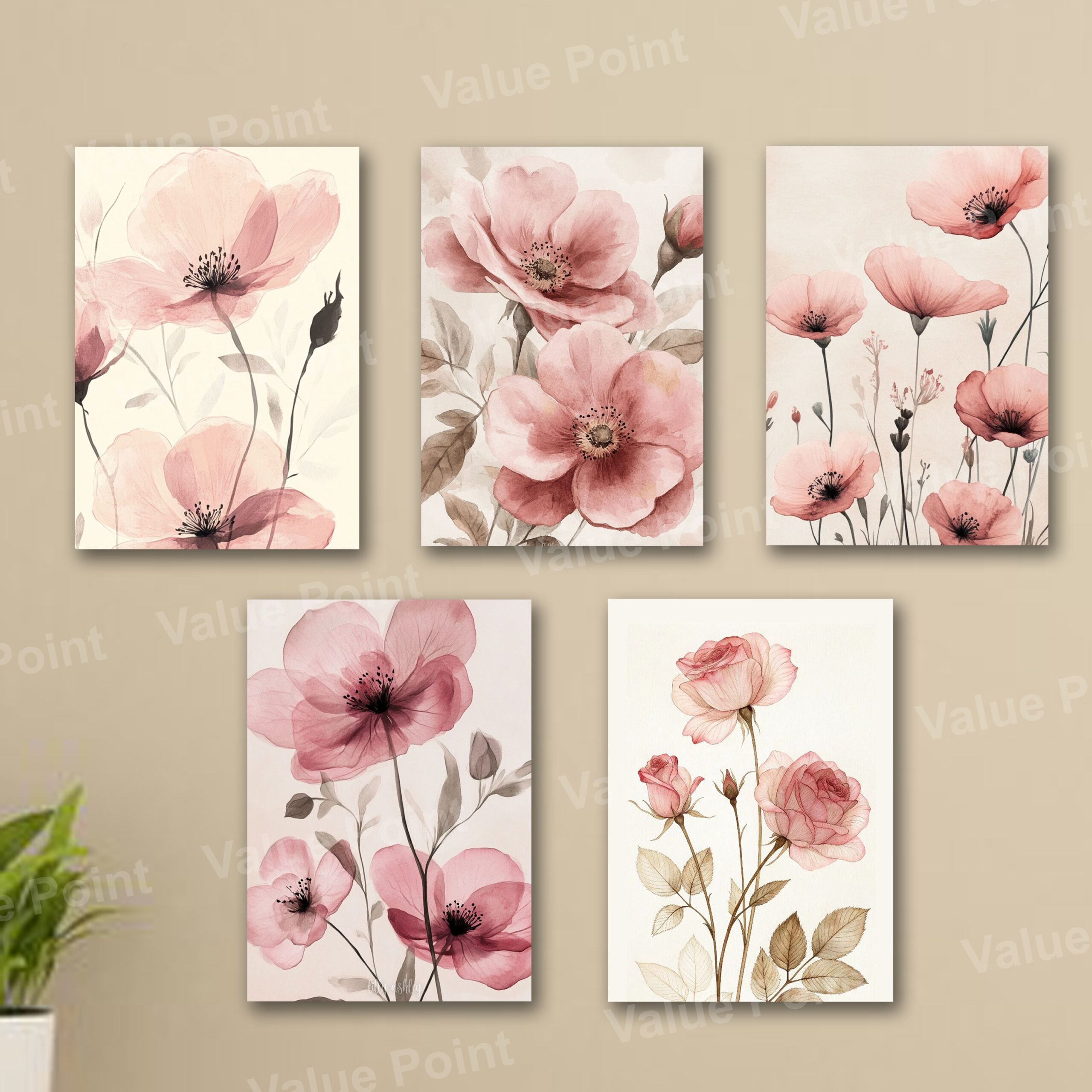 ac0ca7c75318ae9cbddb177610777c54.jpg Set Of 5 Sticky Wooden Canvas Frames For Wall Decore Aesthatic Art / Sticky Phototiles For Room Wall Decoration - Image 1