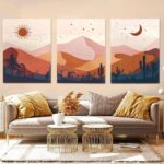 3pcs Moon And Sun Style Stickytiles Frames Providing Celestial Design Artistic Look Modern Appearance And Home Decoration