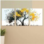 Set of 3 Flower Wall Art Wooden Canvas Frames (8×11 Inches) – Elegant Floral Home Wall Décor