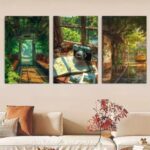 Set Of 3 Sticky Wooden Canvas Frames For Wall Decore Aesthatic Art / Sticky Phototiles For Room Wall Decoration