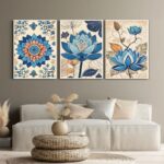 3pcs Flowers Stickytiles Frames Providing Stylish Floral Design Attractive Look  Modern Appearance And Home Decoration