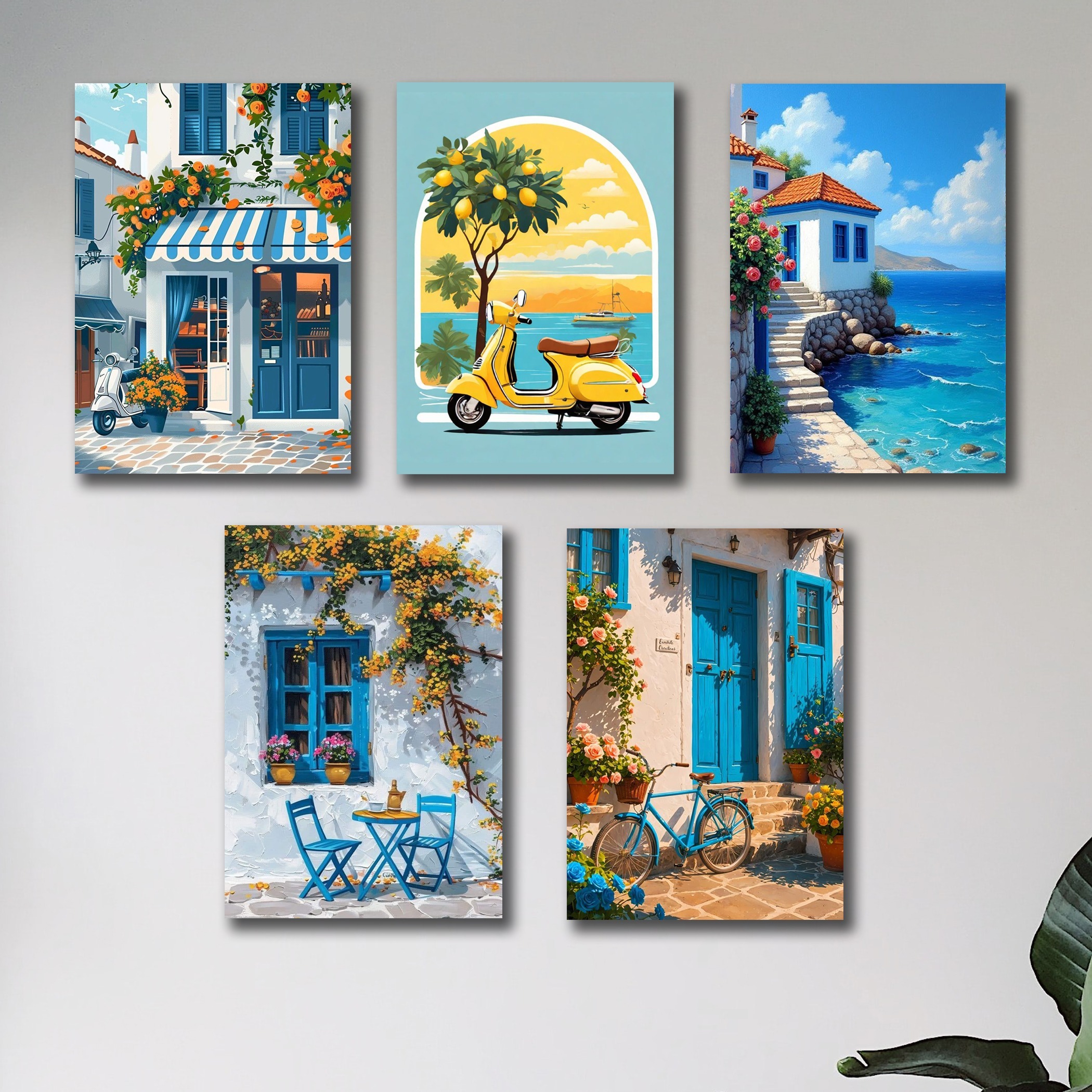 ca9817228ec9aa621814c0c3d1112784.jpg Set of 5 Italian Vintage Home Wall Art Frames – 8x11" MDF with Sticky Backing - Image 1