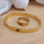 Gold Plated Stainless Steel Bangles And A Matching Ring Providing Elegant Design Everyday Fashion Support - Image 4