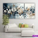 3pcs Floral Style Stickytiles Frames Providing Charming Design Fresh Look Durable Quality Modern Appearance