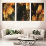 Set Of 3 Sticky Wooden Canvas Frames For Wall Decore Aesthatic Art / Sticky Phototiles For Room Wall Decoration